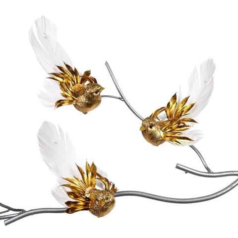 Птичка на клипсе 13см Goodwiil Metall Pearl Bird On Clip