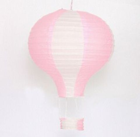 Подвесной фонарик, Воздушный шар, 40 см, розовый + белый, 1 шт.
