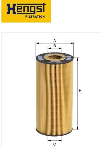 Масляный фильтр на тягачи МАН ТГЛ ТГМ D0834/0836. Запчасть новая. В наличии.   Производитель Hengst (Германия).   Параметры в мм. A-83.00 B-37.00 C-37.00 H-174.00.