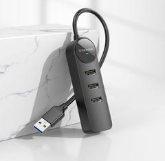 USB-разветвитель Borofone DH12 4USB 1.2 м на USB черный