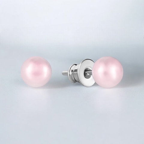 Серьги с розовым жемчугом S