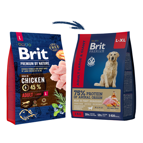 Brit Premium Dog Adult Large and Giant с курицей для взрослых собак крупных и гигантских пород 15кг.