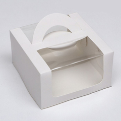 Коробка для мини торта 14х14х8 см с ручкой и окном