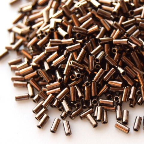 SLB3-0457 Стеклярус тонкий 3мм Миюки/Miyuki Slender bugles Metallic Dark Bronze