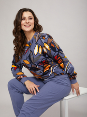 Костюм с брюками КБ-90М/серофиолетовый-осеннийлист