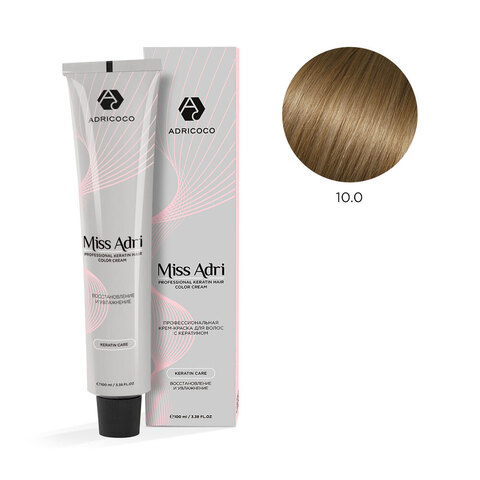 Крем-краска для волос ADRICOCO оттенок 10.0 Платиновый блонд 100 мл