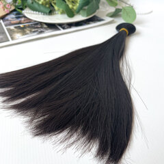 Волосы для кукол, трессы прямые, 25 см*1 метр., глубокий темно-коричневый под черный цвет.