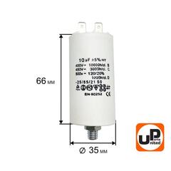 Конденсатор UNITED PARTS CBB60, 10 мкФ, 450В, 2 клеммы, шпилька M8 (90-0986)