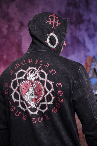 Affliction | Худи мужское SNAKE HEART ZIP HOOD A19412 принт на спине змея