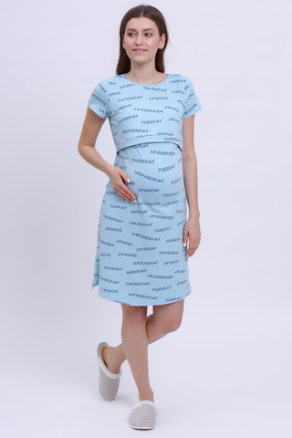 Сорочка для беременных и кормящих 12223 голубой