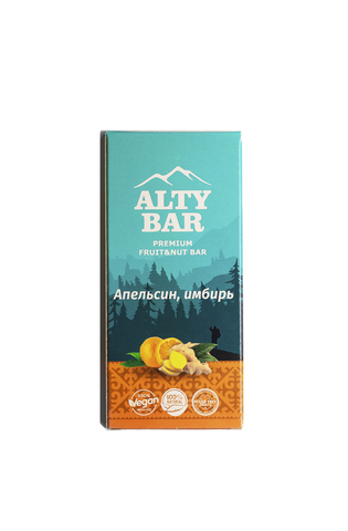 Батончик фруктово-ореховый «Altybar» апельсин-имбирь, без сахара 45 г