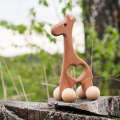 Деревянная каталка Жирафик Леснушки