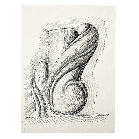 Штайнер Роберт (Robert Steiner). Начало. Графическая серия Экос. Штемпельная бумага, перо. Австрия,