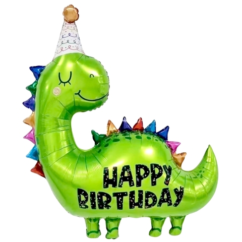 Воздушный шар фигура Динозаврик зеленый Happy Birthday, 89 см