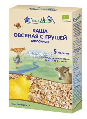 Каша Fleur Alpine Organic молочная овсяная с грушей