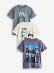 Футболка для мальчика Next E45-240, 3 шт., Молочный, Серый, Сиреневый