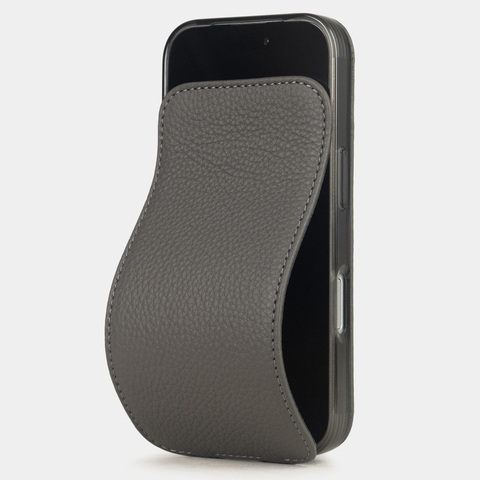Кожаный чехол для iPhone 17 Pro, теленок серого цвета