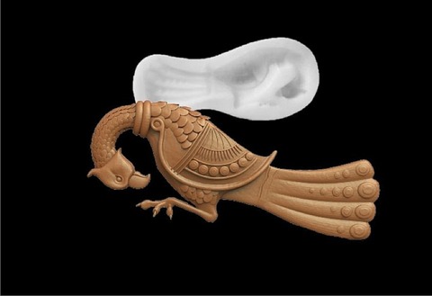 Силиконовый молд № 359 Винтажная птица большая левая