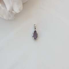 Подвеска Маркиз с тёмно-сиреневым фианитом, 14*5 мм, родий, П390