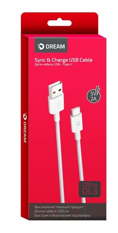 Кабель USB Type-C Dream 2м белый