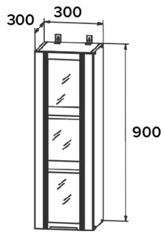Кухня Гарда шкаф верхний вклеенное стекло высокий 300