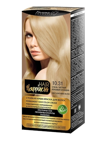 Hair Happiness Крем-краска для волос аммиачная №10.31 светлый бежевый блондин Белита-М