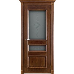 Купить Межкомнатная дверь массив дуба Афродита багет античный орех остеклённая