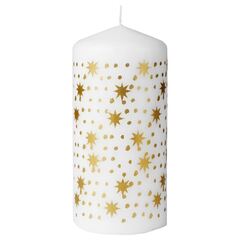 Свеча IKEA VINTERFINT (ВИНТЕРФИНТ), Бело-золотой, 45 часов, 14 см