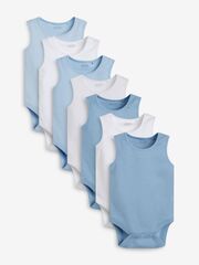 Боди без рукавов для малышей Next 357-780, 7 шт., Белый, Синий