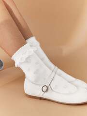 Носки хлопковые с рюшами для девочки Next D43-201, 2 шт., Белый