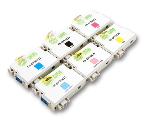 Картридж струйный Cactus CS-EPT0827 черный, голубой, пурпурный, желтый, светло-голубой, светло-пурпурный набор (82.8мл) для Epson Stylus Photo R270, 290, RX590