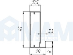 Профиль рамочный широкий, 45х20х8, черный, L-3000 (анод)