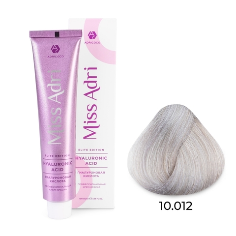 Крем-краска для волос Miss Adri Elite Edition, оттенок 10.012 Платиновый блонд прозрачный пепельный перламутровый, ADRICOCO, 100 мл