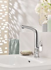 Смеситель для раковины GROHE Eurostyle с донным клапаном и высоким изливом, хром (23569003)