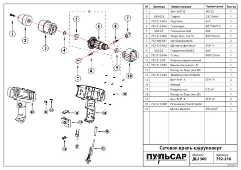 Резинка шнура сетевого ПУЛЬСАР ДШ300