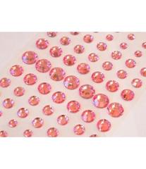 Стразы самоклеющиеся круглые разного размера 78 шт розовые