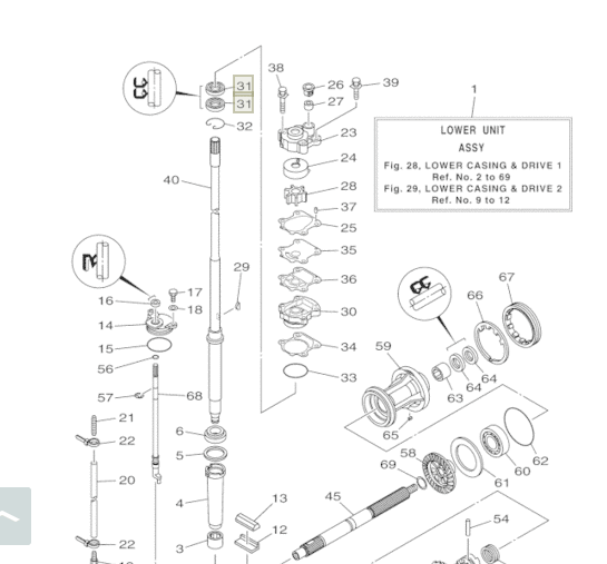 Yamaha 30 схема редуктора