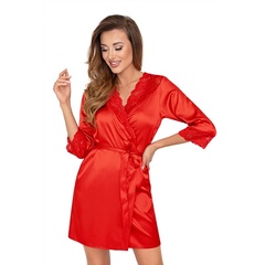 Короткий атласный халат Colette красный размер 2XL (50-52)