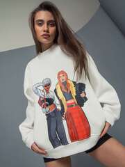 Свитшот женский оверсайз с принтом fashion girls молочный