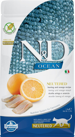 Farmina N&D OCEAN cухой корм для стерилизованных кошек (сельдь с апельсином) 1,5 кг