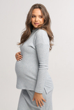 Джемпер для беременных 14218 серо-голубой меланж