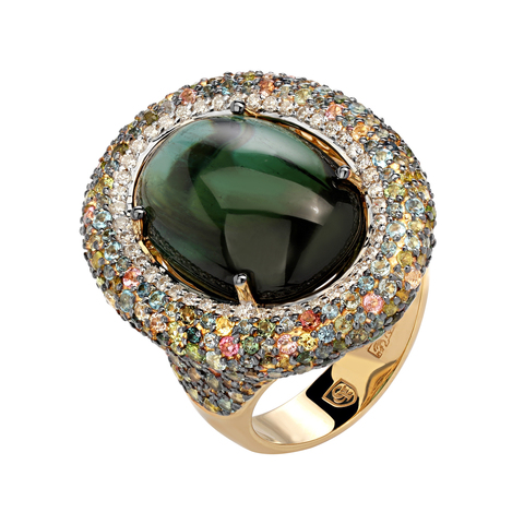 Кольцо с бриллиантами  из желтого золота JA-K-411800-8