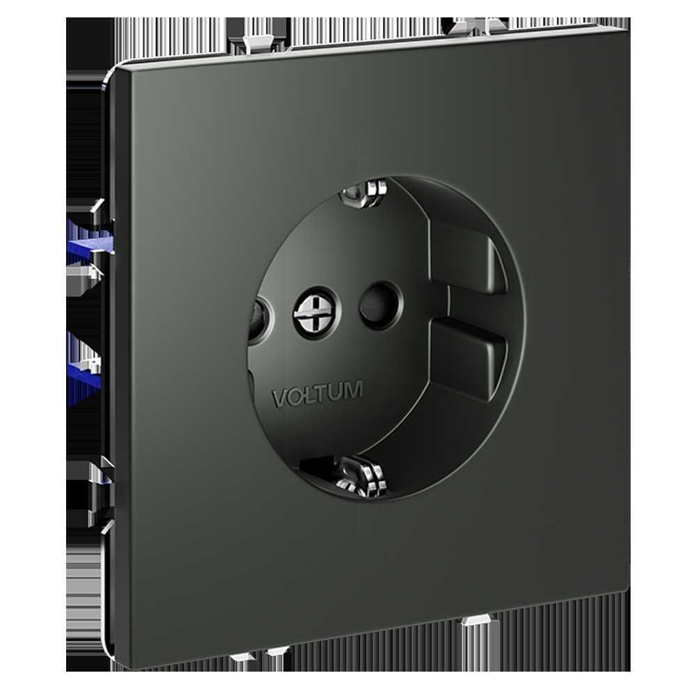 Розетка встраиваемая Voltum S70 с заземлением и защитными шторками, 16А, (титан) VLS040206