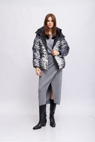 Bulmer Пуховик в леопардовый узор с капюшоном