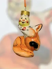 Елочная игрушка Лиса с колобком
