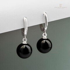 Серьги с чёрным нефритом "Шарлотта". Д 12мм.