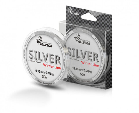 Купить рыболовную леску Allvega Silver (50м) 0.16мм (3,35кг) серебристая