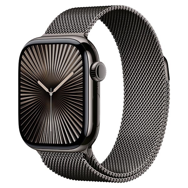 Apple Watch Series 10, 42 мм, корпус из титана сланцевого цвета, миланский сетчатый браслет сланцевого цвета