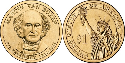 1 доллар 8-й президент США Мартин Ван Бурен 2008 год