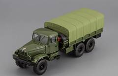 KRAZ-214B 1963 flatbed truck with canvas green 1:43 Nash Avtoprom